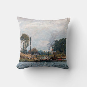 Coussin Alfred Sisley - Bateaux à l'écluse à Bougival