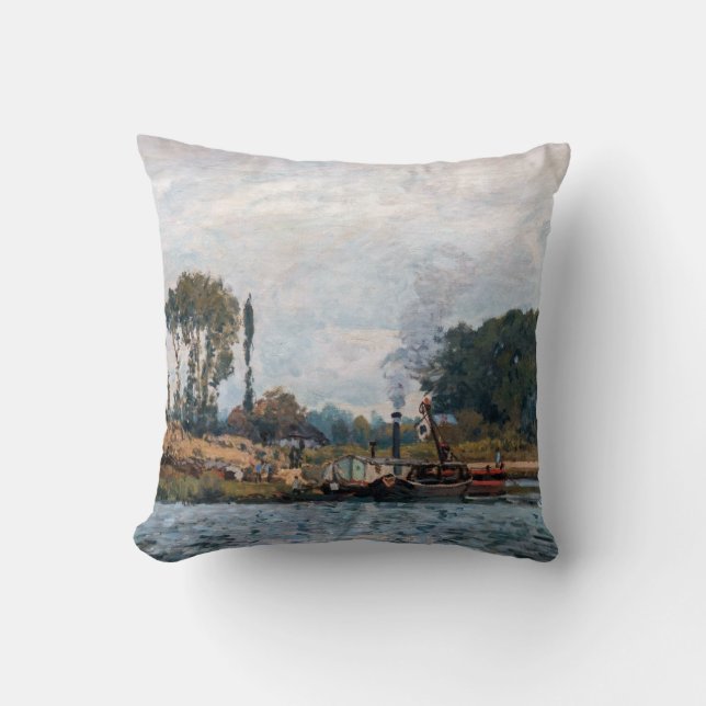 Coussin Alfred Sisley - Bateaux à l'écluse de Bougival (Recto)