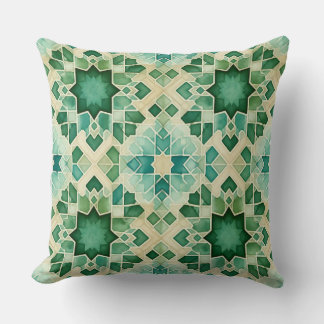 Coussin Algerian Zellige Green Turquoise Decorative Pillow