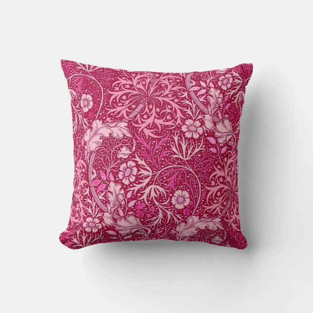 Coussin Algue de Nouveau d'art florale, rose de fuchsia (Recto)