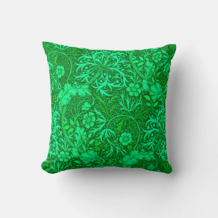 Coussin Algue de Nouveau d'art florale, vert vert