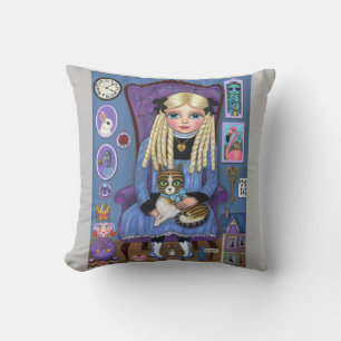 Coussin Alice à Wonderland & Dinah Cat Cute Fairy Tale