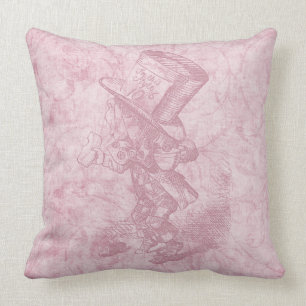 Coussin Alice au pays des merveilles Art rose floral fait