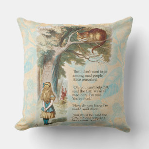 Coussin Alice au pays des merveilles Cheshire Cat Mad