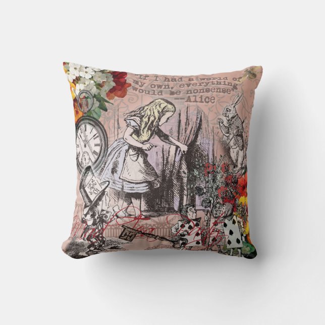 Coussin Alice au pays des merveilles, la haine et le lapin (Recto)