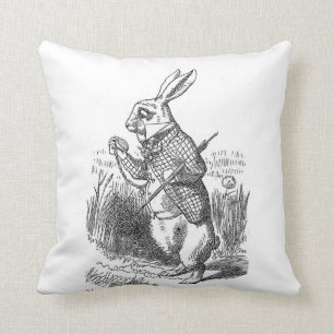 Coussin Alice au pays des merveilles le cru blanc de lapin