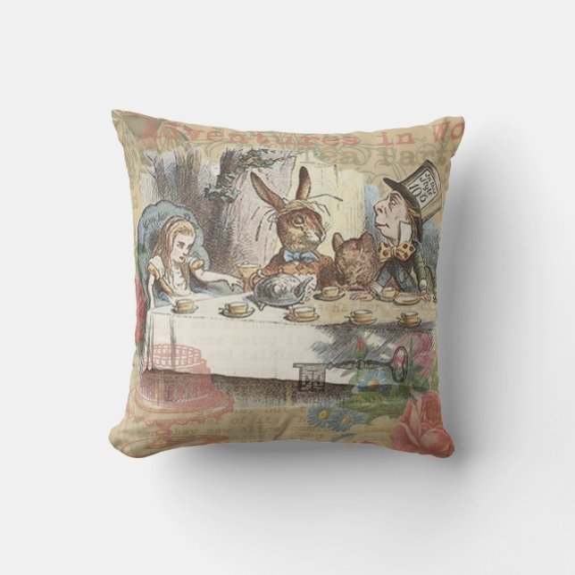 Coussin Alice au pays des merveilles Mad Tea Party Art (Recto)