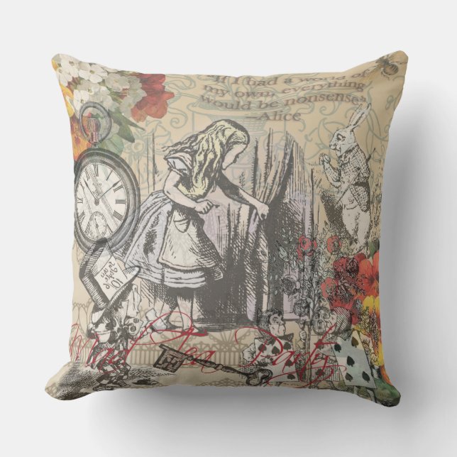 Coussin Alice au pays des merveilles Rideau Art classique (Recto)