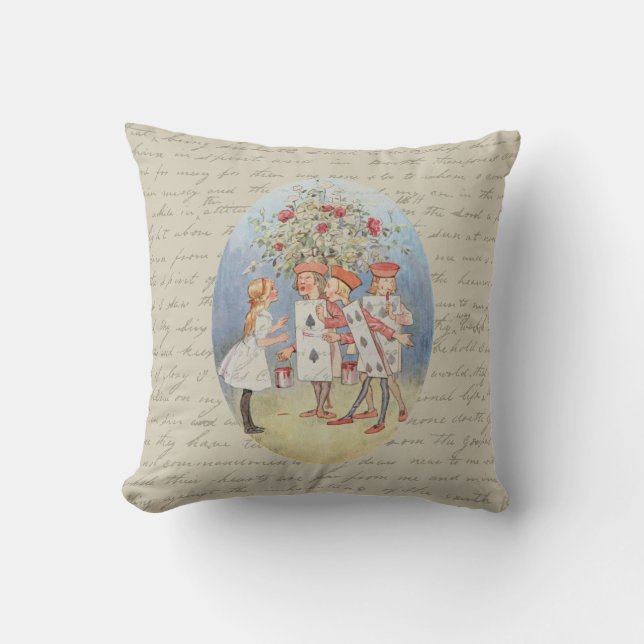 Coussin Alice au pays des merveilles Roses (Recto)