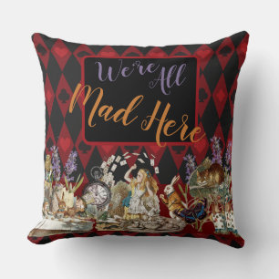 Coussin Alice Aventures avec le Chat de Cheshire Fou de Wo