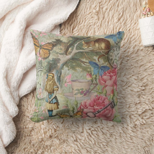 Coussin Alice Cheshire Chat Wonderland Tree Garden (Couverture)