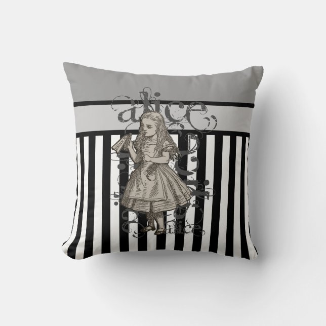 Coussin Alice dans la grunge du pays des merveilles (noir (Recto)