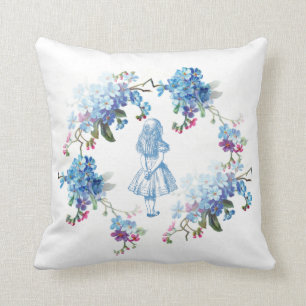 Coussin Alice dans le carreau floral bleu du pays des