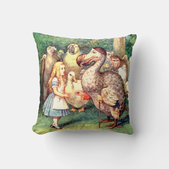Coussin Alice et Dodo Bird au pays des merveilles (Recto)