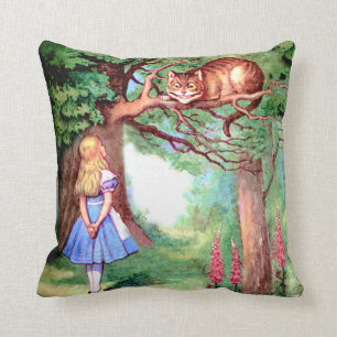 Coussin Alice et le chat de Cheshire au pays des