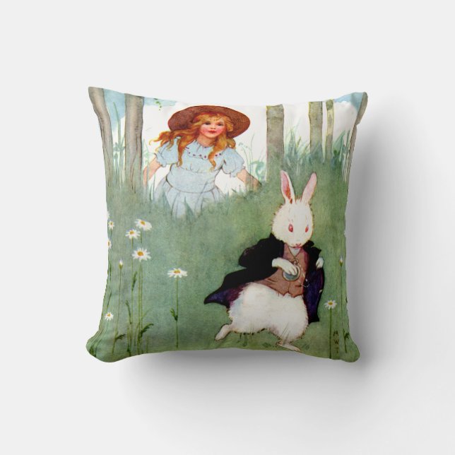 Coussin Alice et le lapin blanc au pays des merveilles (Recto)