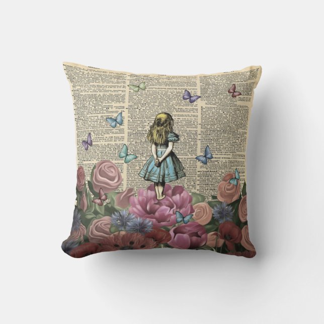 Coussin Alice jardin au pays des merveilles - pays des (Recto)