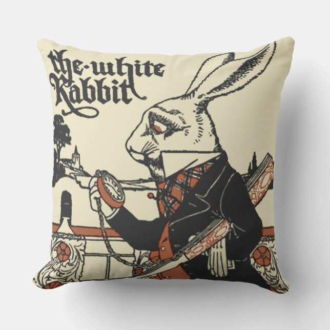 Coussin Alice Lapin Blanc Classique Wonderland  (Recto)