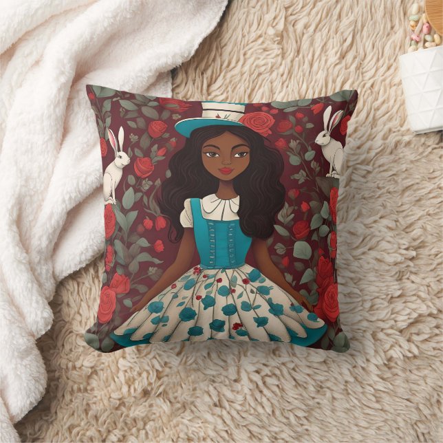 Coussin Alice noire au pays des merveilles (Couverture)
