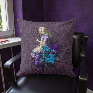 Coussin Alice rustique violet foncé