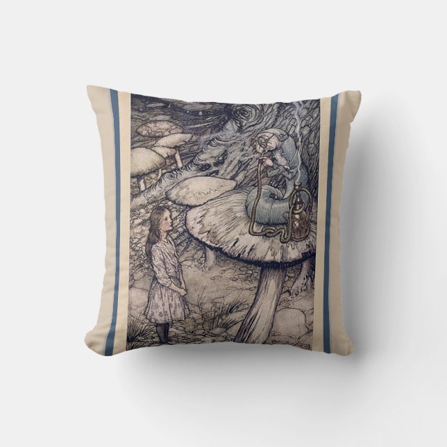 Coussin ALICE vintage EN WONDERLAND ET CATERPILLAR HOOKAH (Recto)