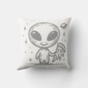 Coussin Alien aime la pizza