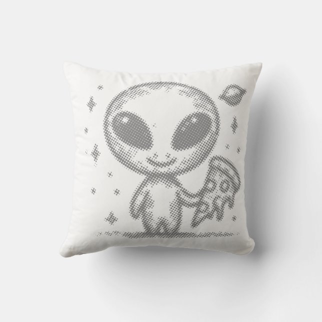 Coussin Alien aime la pizza (Verso)