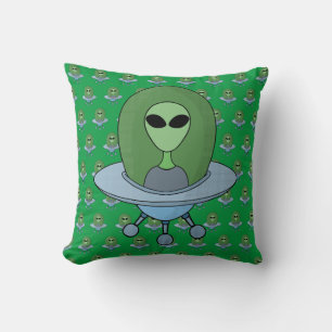 Coussin Alien dans son petit vaisseau spatial