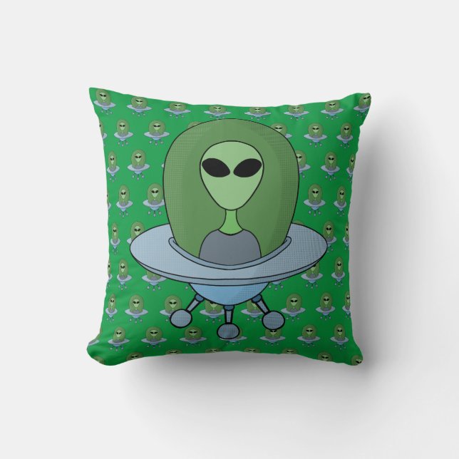 Coussin Alien dans son petit vaisseau spatial (Recto)