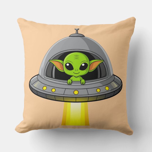 Coussin Alien de dessin animé adorable (Recto)