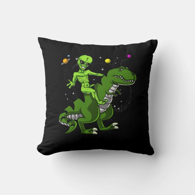 Coussin Alien équitation T-Rex Dinosaur Espace OVNI (Recto)