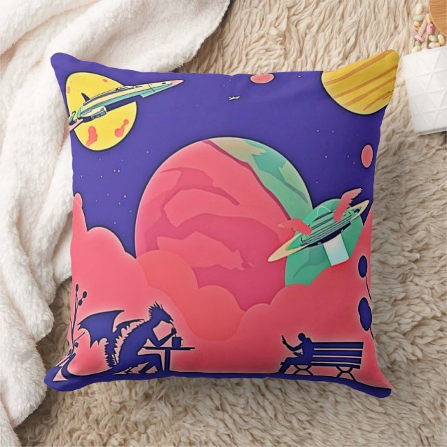 Coussin Alien Planet Retro Sci-Fi (Couverture)