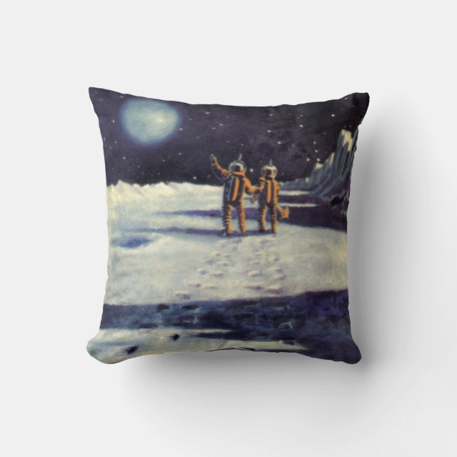 Coussin Aliens astronautes de science-fiction vintage sur  (Recto)