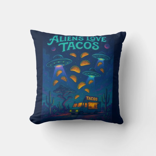 Coussin Aliens Love Tacos (Recto)
