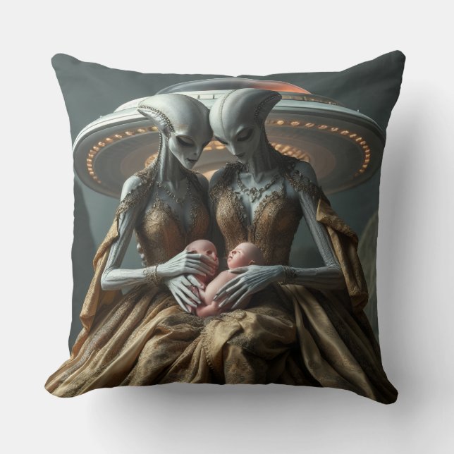 Coussin Aliens qui Bercent les bébés humains (Recto)