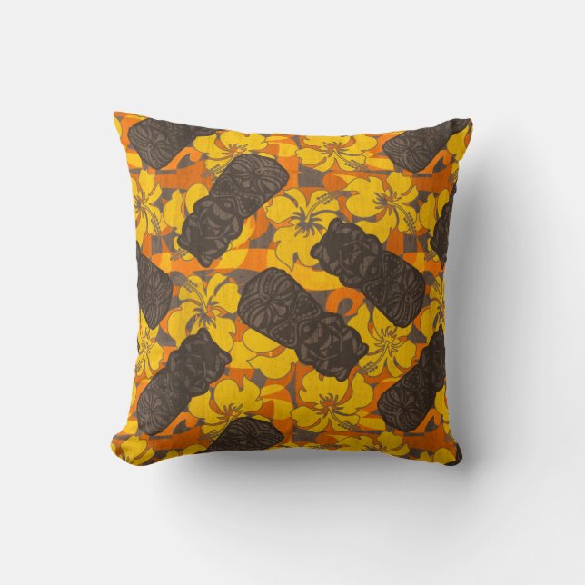 Coussin Ali'i Refuge Hawaiian Hibiscus Tiki (Recto)