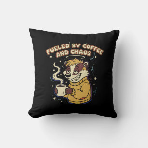 Coussin Alimenté par le Café et le Chaos Drôle Rétro Blair