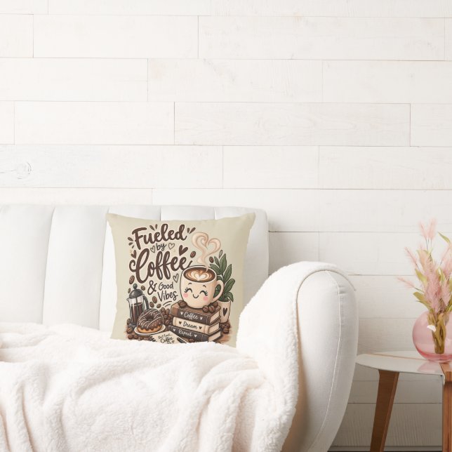 Coussin Alimenté par le café et les bonnes vibrations – Am (Canapé)