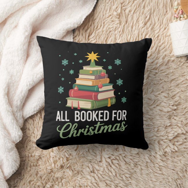 Coussin All Booked For Christmas Tree Books Teacher Xmas  (Couverture)