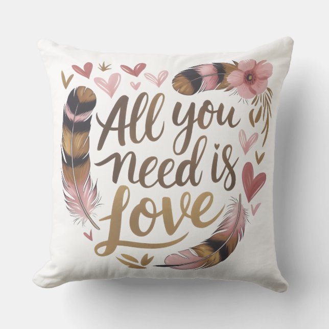 Coussin All You Need Is Love – A Gentle Boho Whisper (Recto)