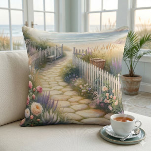 Coussin Allée de jardin de campagne vers la mer