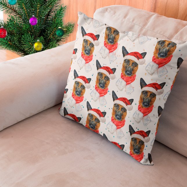 Coussin Allemand Berger race Chien Stars Motifs Noël (Créateur téléchargé)