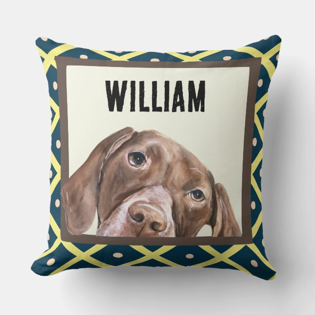Coussin Allemand Short Haired Pointer cadre photo personna (Recto)