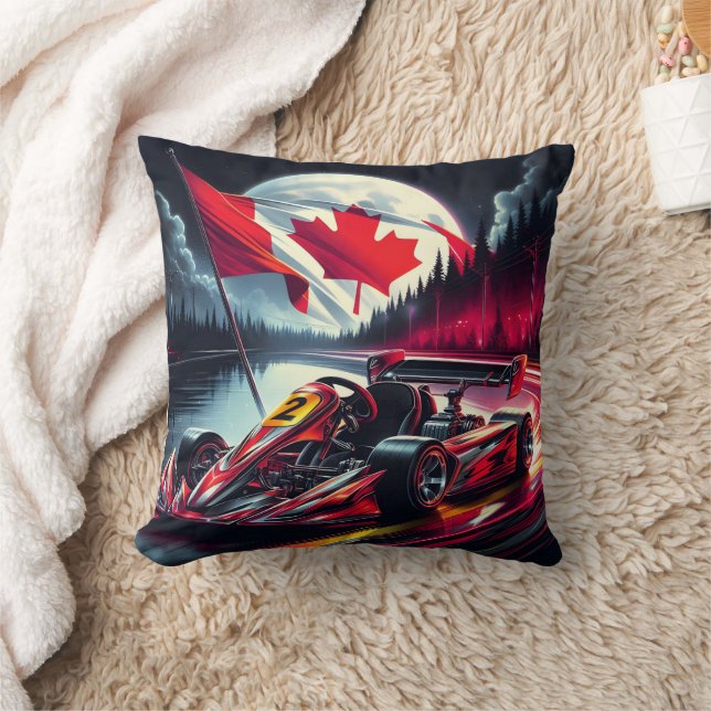Coussin Aller à la course de kart sous un ciel canadien éc (Couverture)