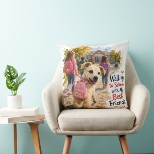 Coussin Aller à l'école avec mes meilleurs amis