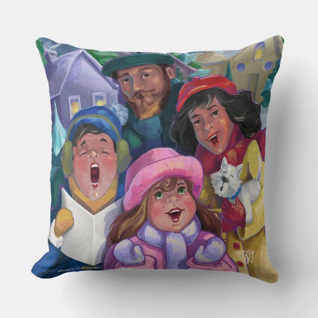 Coussin Aller à une illustration de covoiturage (Recto)