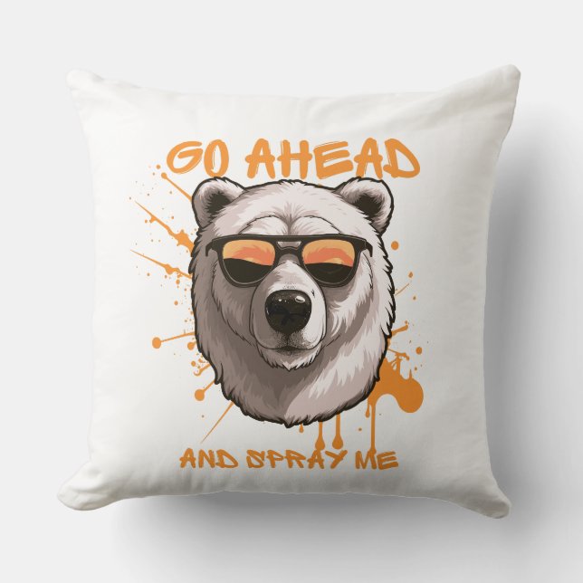 Coussin Aller de l'avant et Spray moi - Ours dans lunettes (Recto)