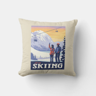 Coussin Aller skier Vintage Imprimer