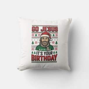 Coussin Allez Jésus Noël Anniversaire Vintage Chemise