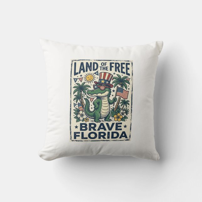 Coussin Alligator de Floride patriotique 4 juillet (Recto)
